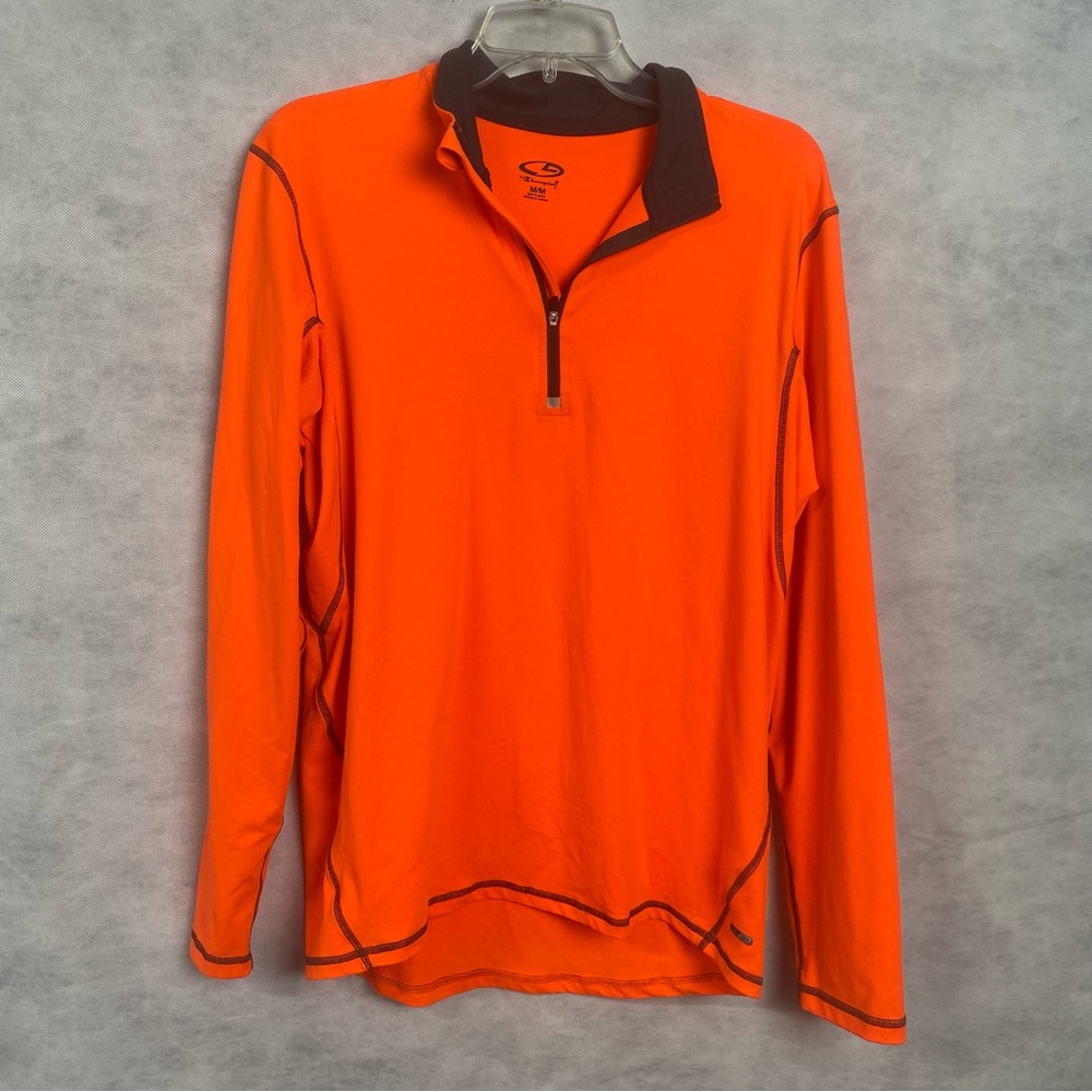 Champion C9 DuoDry Mens Med 1/4 Zip Pullover  Orange Long Sleeve